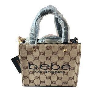 Bebe Tan and Brown Mini Tote Bag